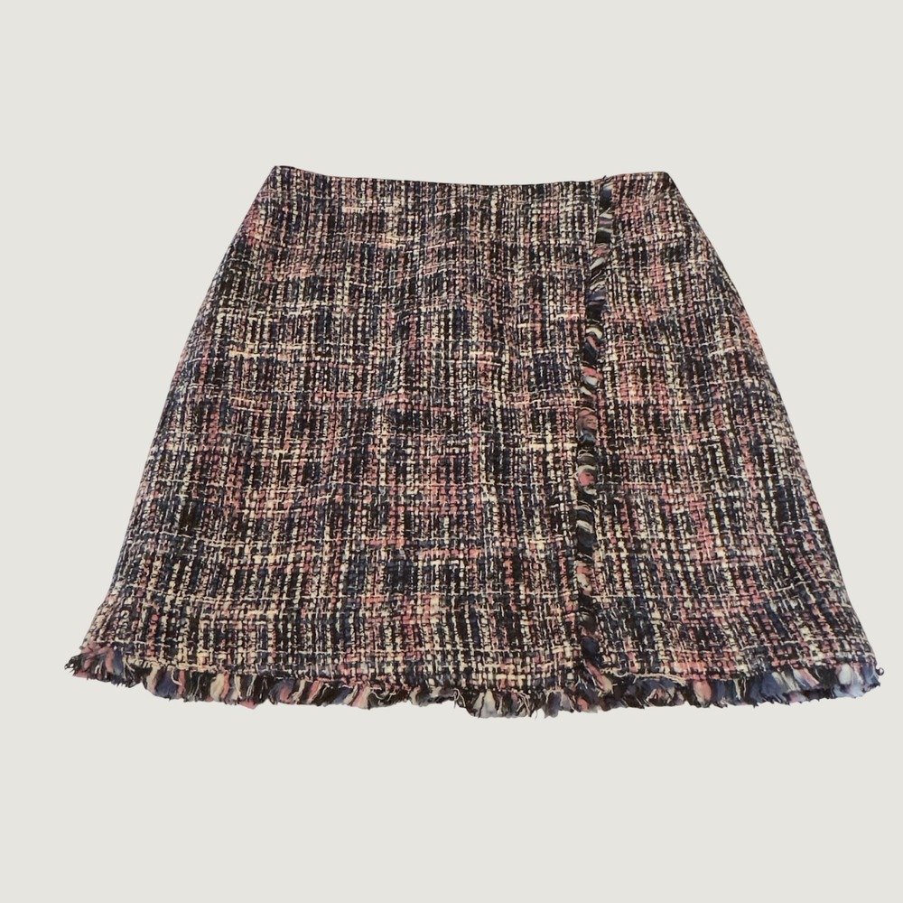 Loft Skirt Multi-Color Tweed Boucle Fringed Mini Modern 6 Office Preppy